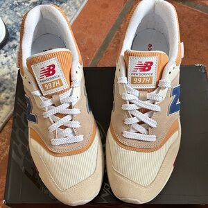 New Balance 997H Cream and Orange Sneakers